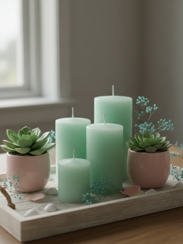 12. Seafoam and Blush Vignette Ideas