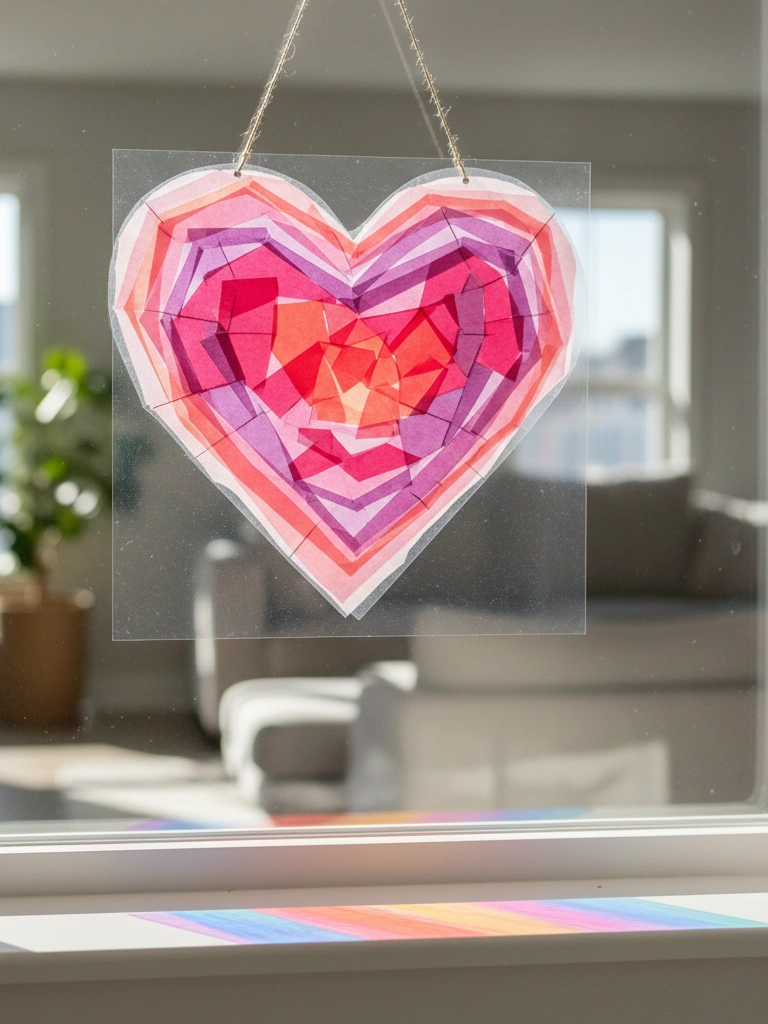 28 Valentines Day For Kids At Home 12 12. Stained Glass Tissue Paper Heart