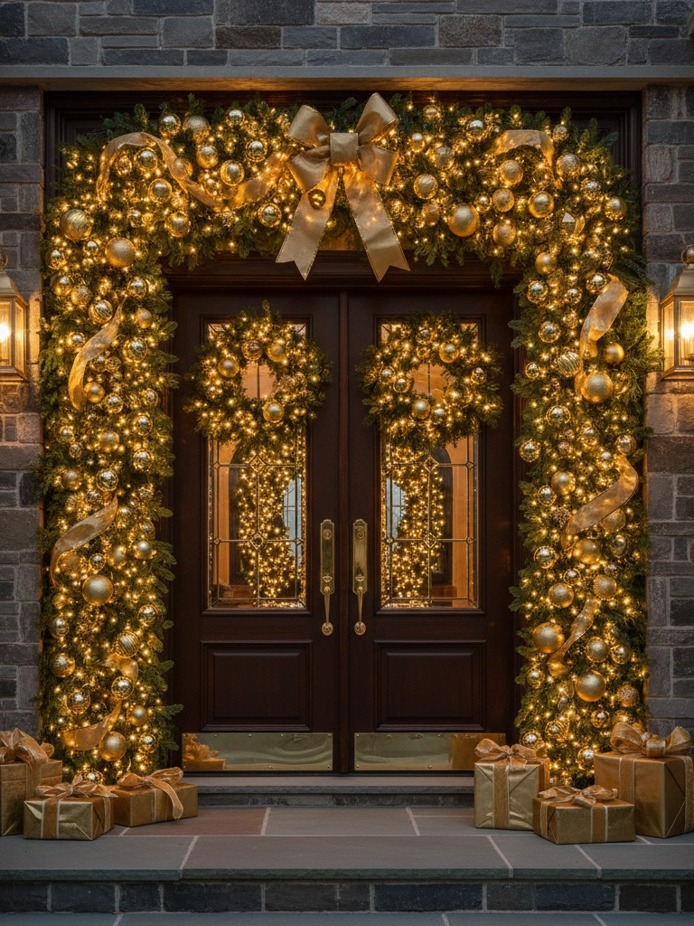 13. Cascading Garland Around the Doorframe
