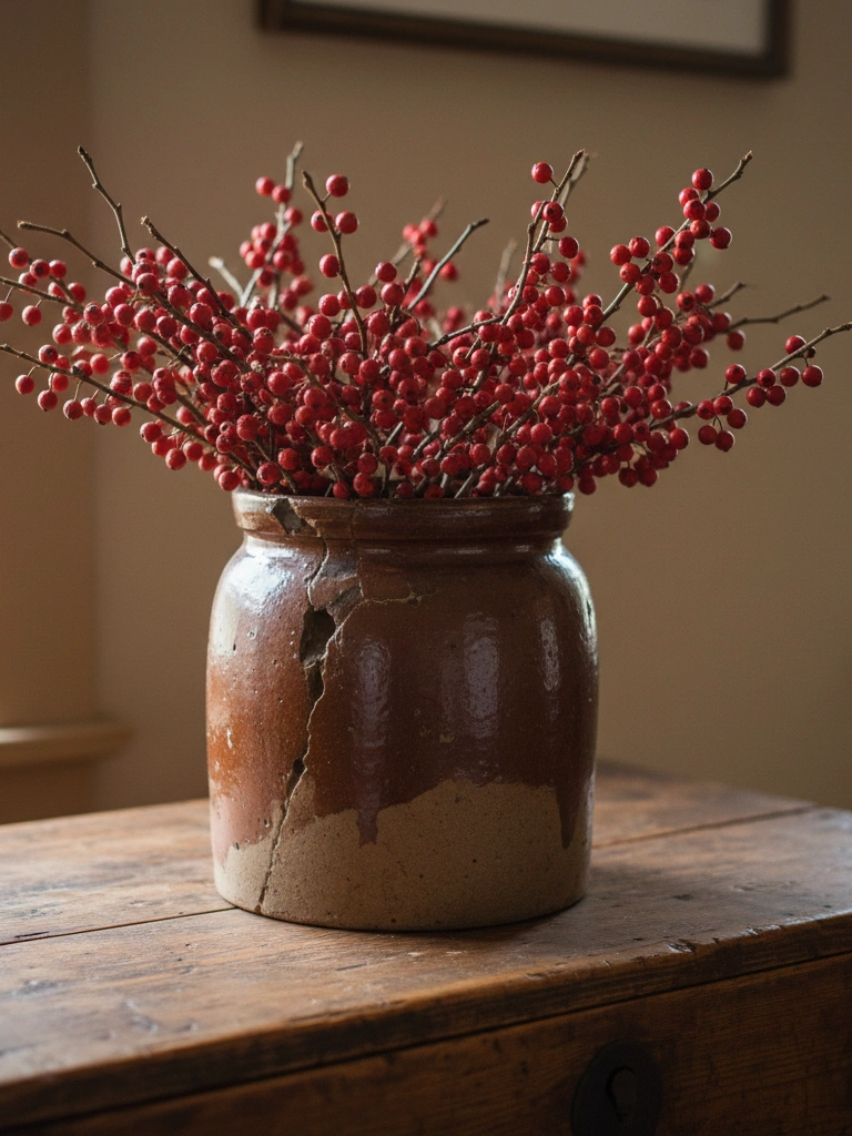 14. Antique Crock with Red Berries