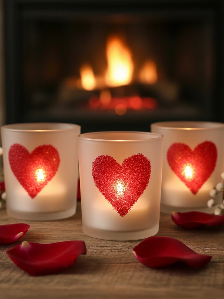 14. DIY Heart Candle Holders Glass Paint