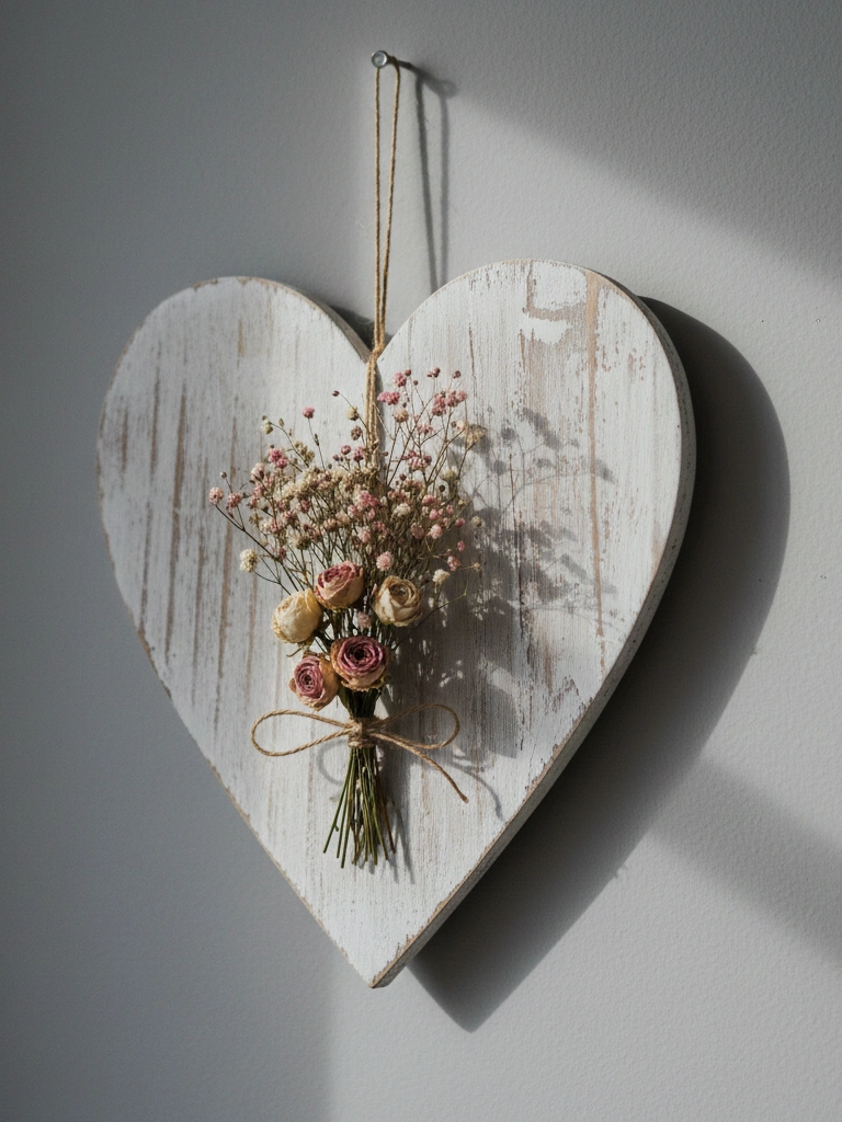 14. Distressed Wooden Heart Wall Hanging