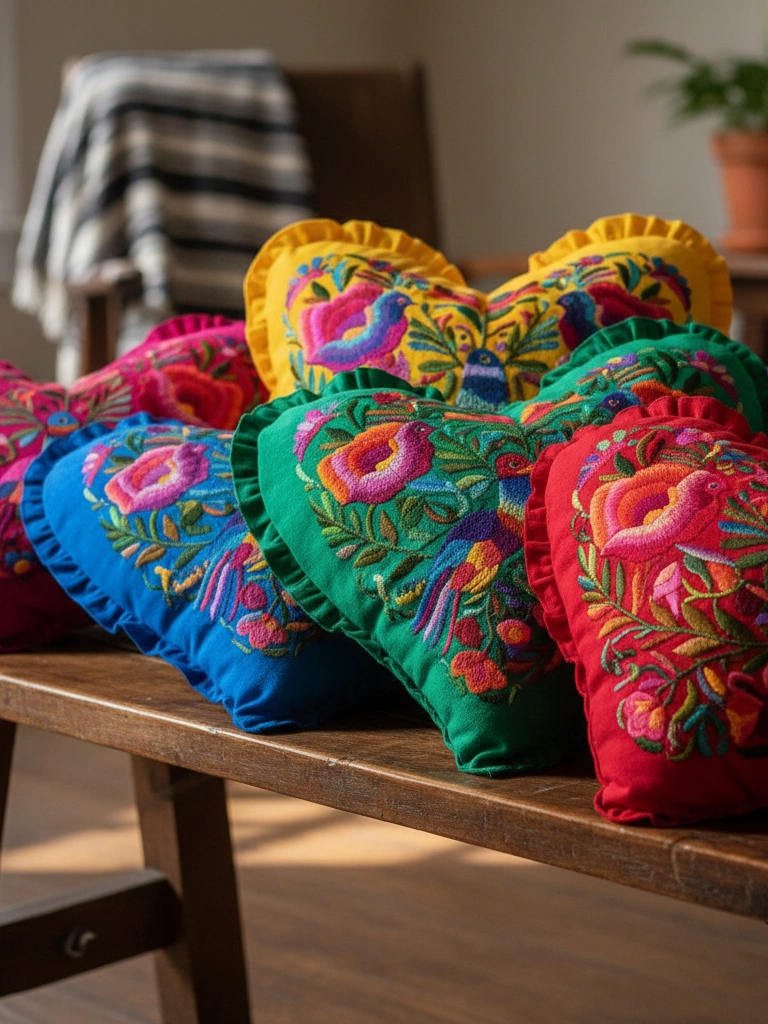 14. Embroidered Heart Pillow Collection