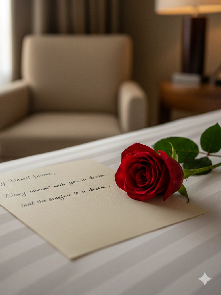 14. Handwritten Love Letter Placed on the Pillow