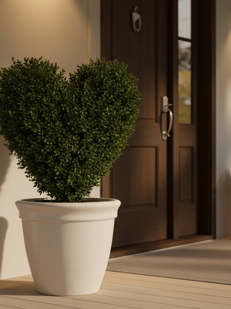 14. Heart Shaped Topiary in Decorative Pots