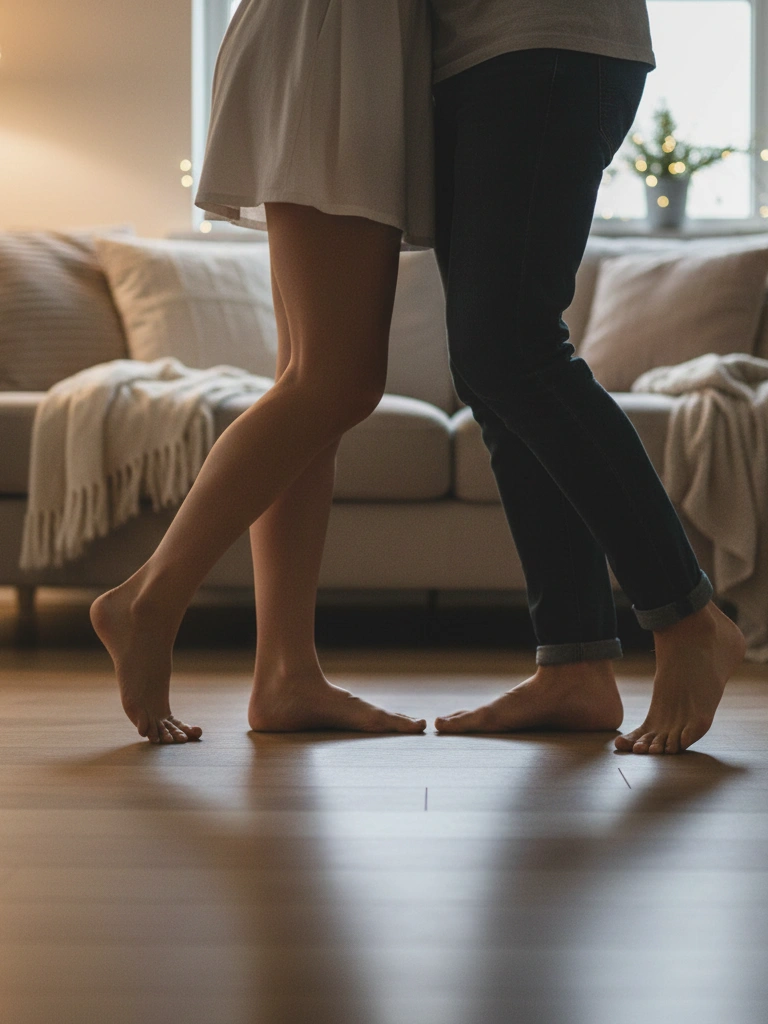 27 At Home Valentines Day Ideas For Him That Feel Thoughtful, Cozy, and Real 15 15. Living room dance lesson