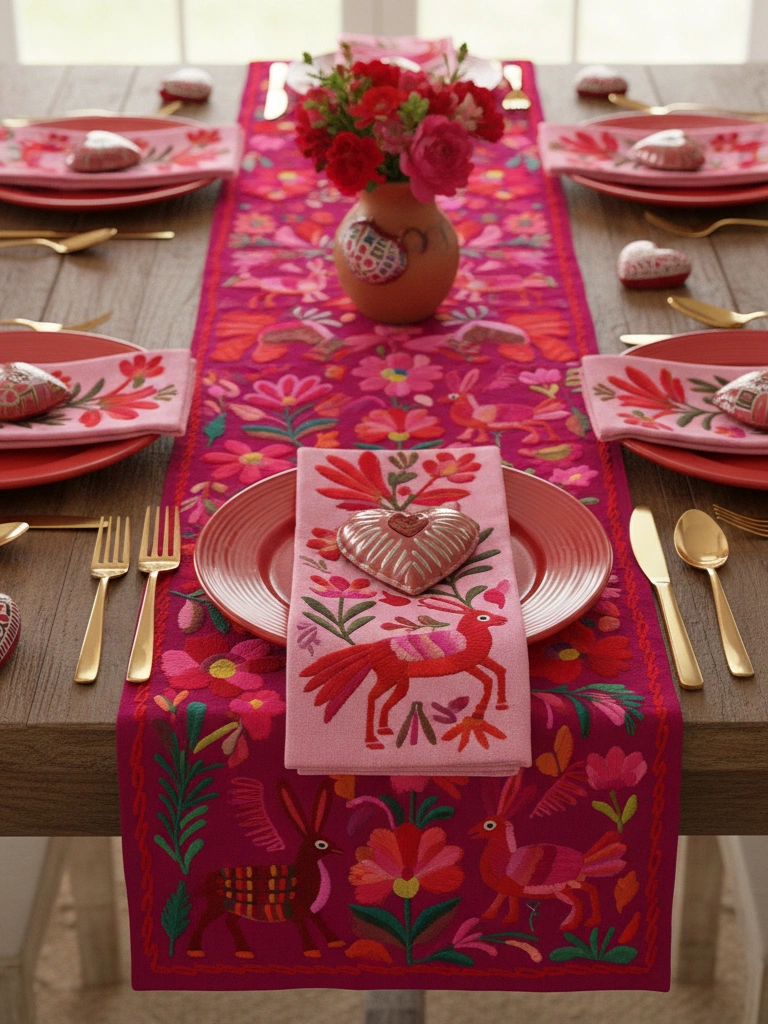 15. Otomi Fabric Valentine Accents