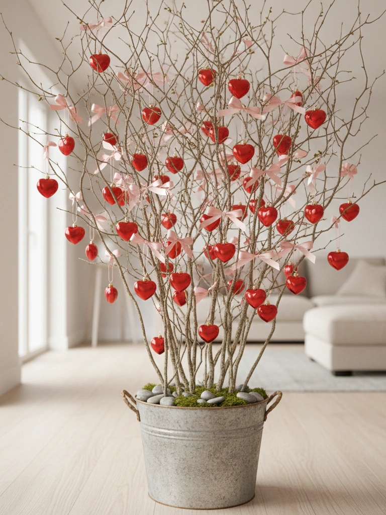 15. Seasonal Winter Branches with Valentine Accents
