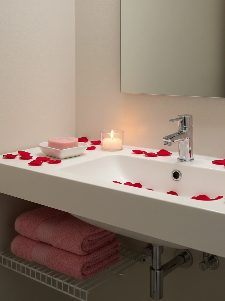 15. Small Bathroom Valentine Accents