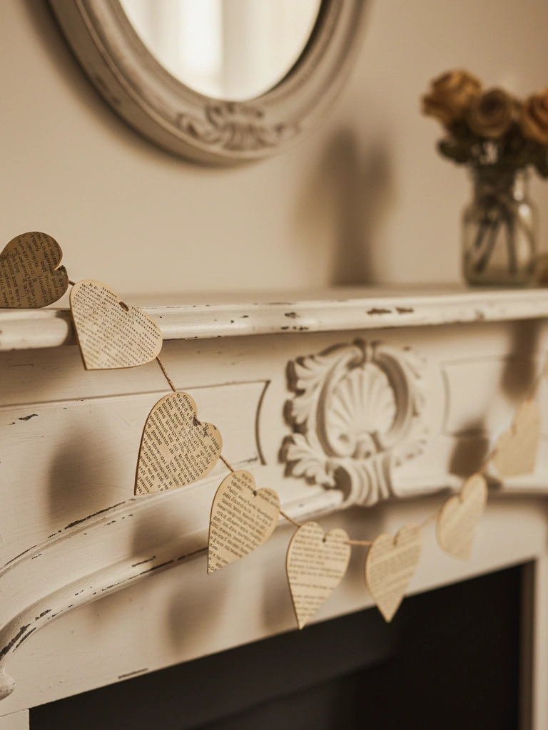 16. Book Page Heart Garland with Twine