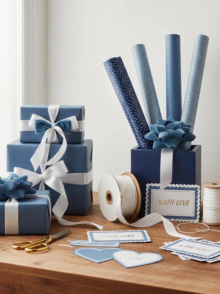 17. Blue Gift Wrapping Station Ideas