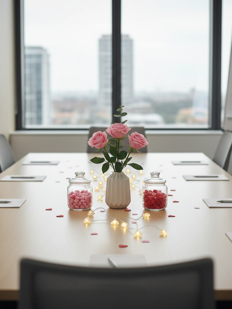 17. Light Valentine Touches for Meeting Room Tables