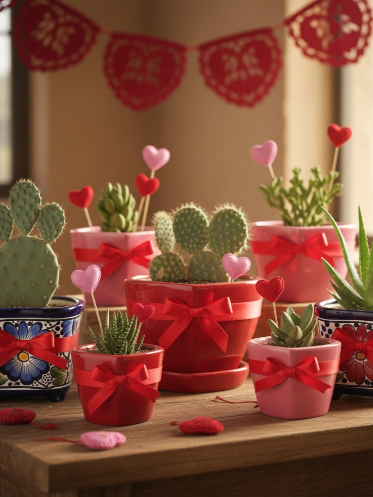 18. Cactus and Succulent Valentine Display