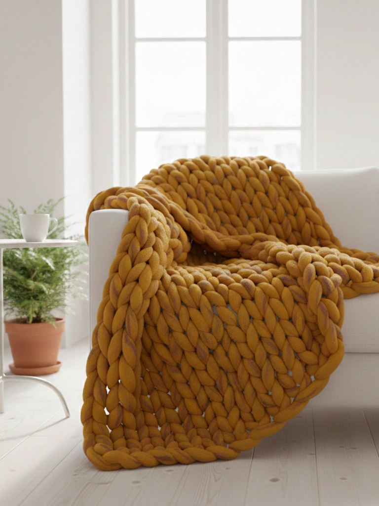 18. Chunky Knit Blanket in Blush or Cream