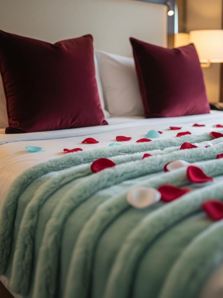 18. Luxury Throw Blanket and Velvet Pillows on the Bed