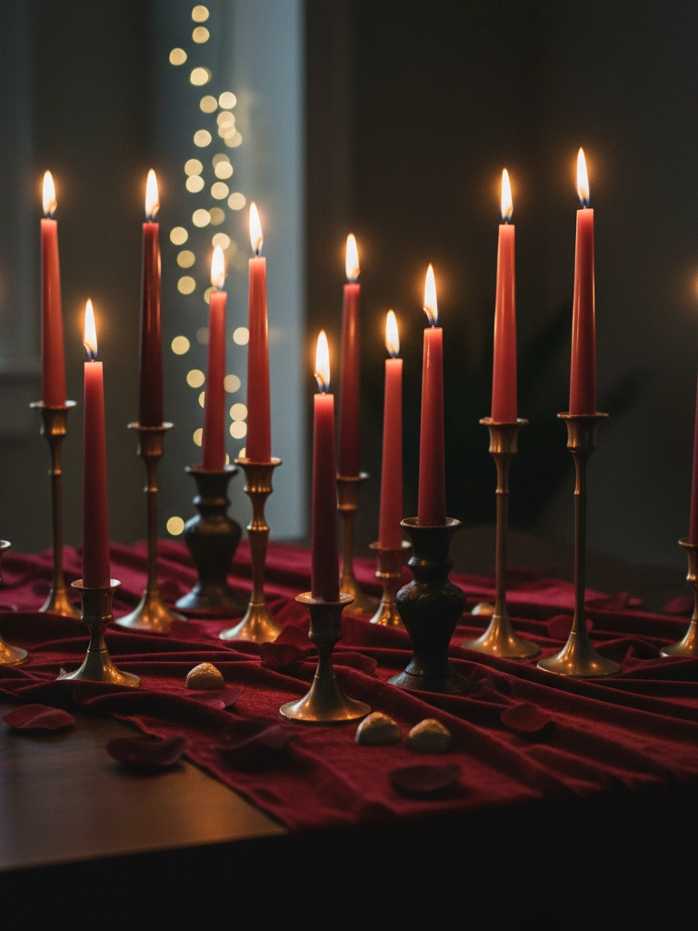 18. Taper candle height play for a cinematic tablescape