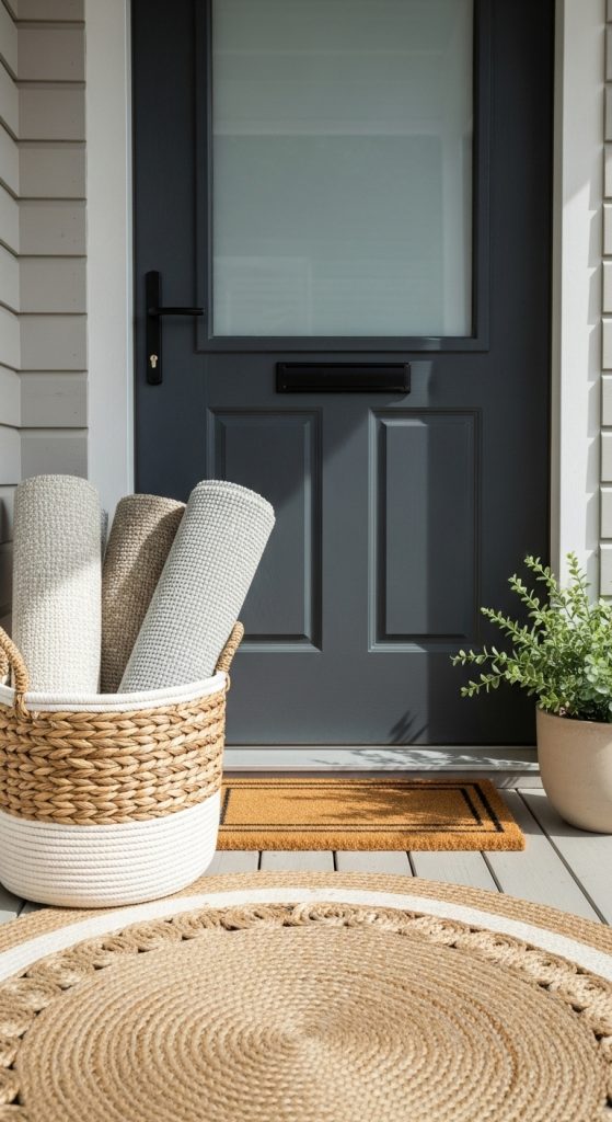 18. Woven Doormat Basket Storage