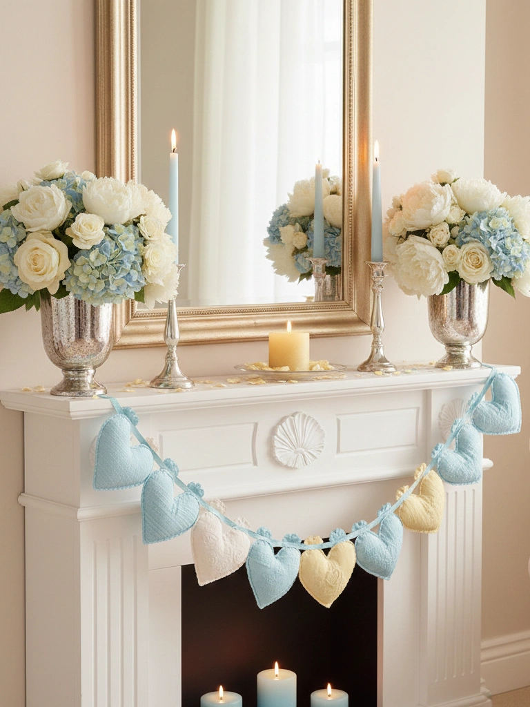 19. Pastel Valentine Mantel Styling