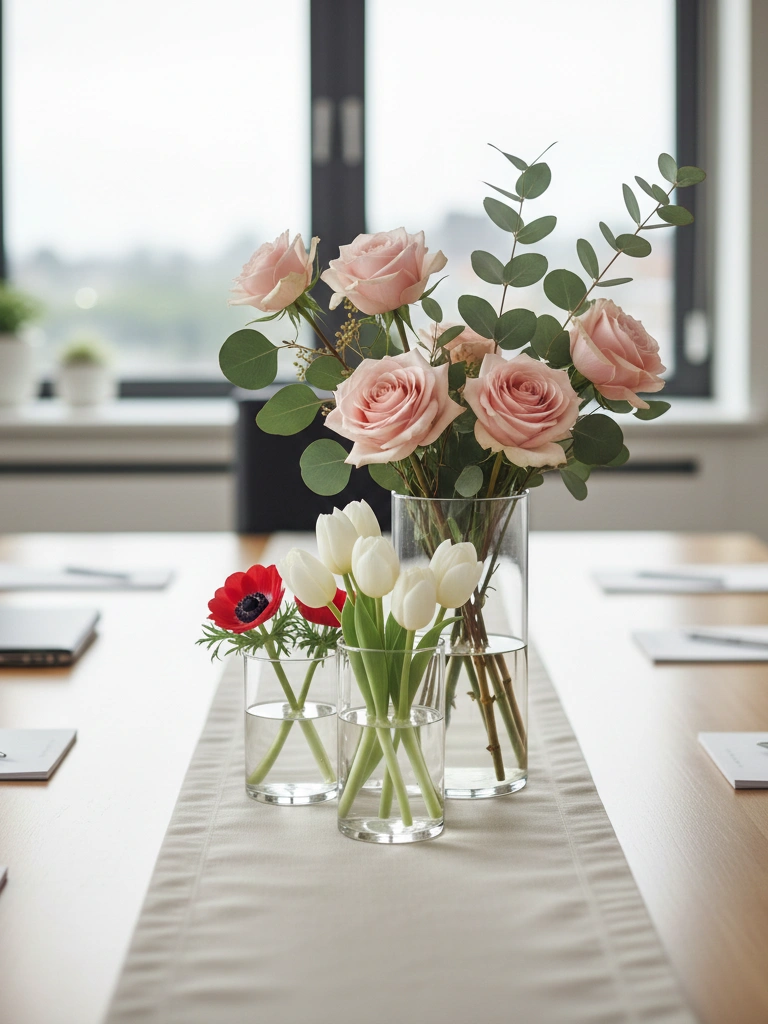 19. Simple Floral Arrangements for Conference Spaces
