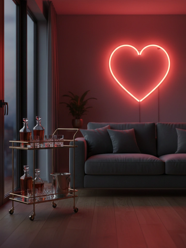 2. Neon Heart Wall Signs modern apartment vibe
