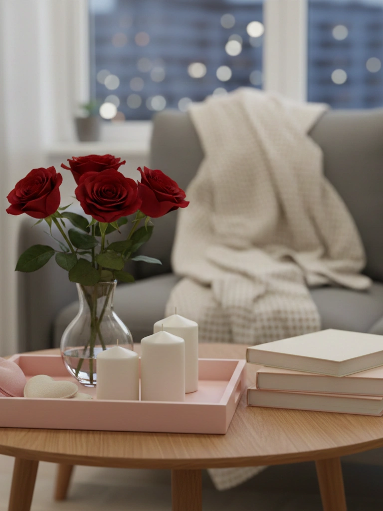 2. Small Coffee Table Valentine Styling