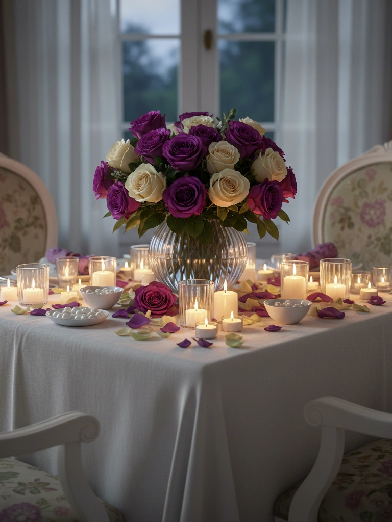 2. Soft Pink Rose Centerpiece Display