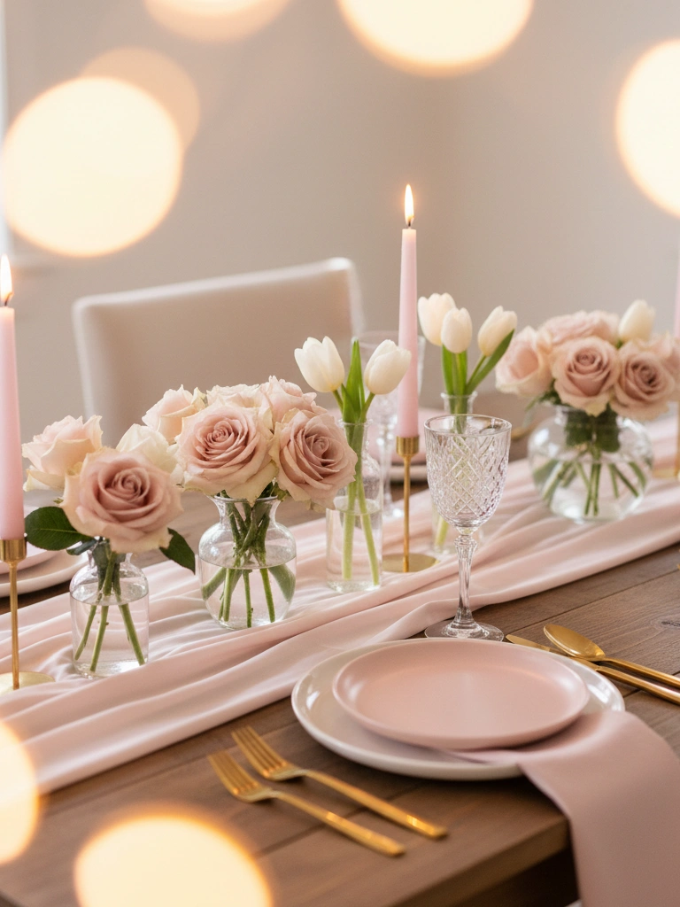2. Soft and Romantic A Blush and Gold Valentines Day Tablescape