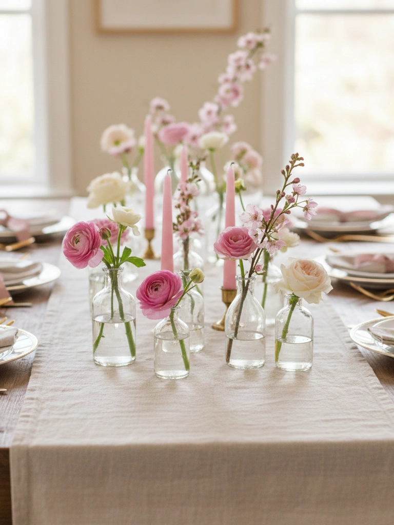26 Beautiful Valentines Day House Decor Ideas You’ll Love 20 20. Dining tablescape a simple runner clusters of bud vases