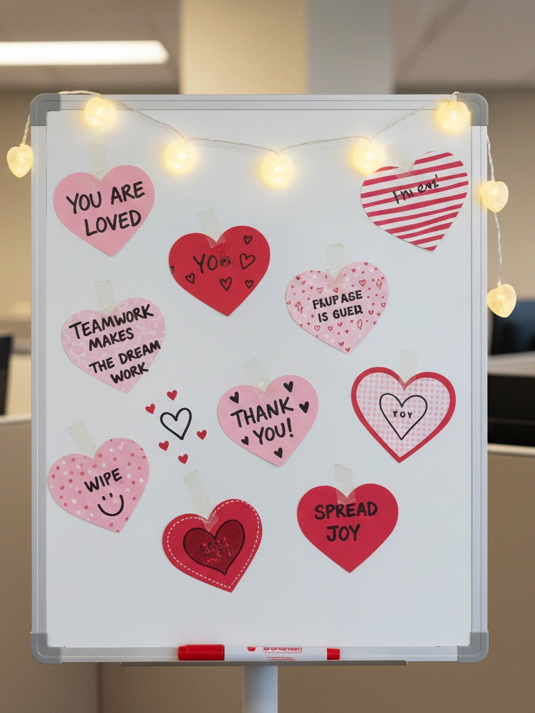20. Heart Shaped Whiteboard Notes for Team Love Messages