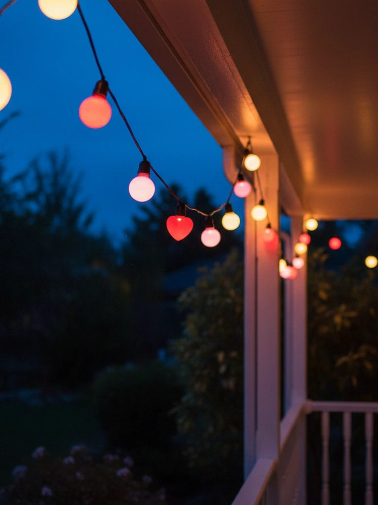 20. String Lights in Valentines Day Colors