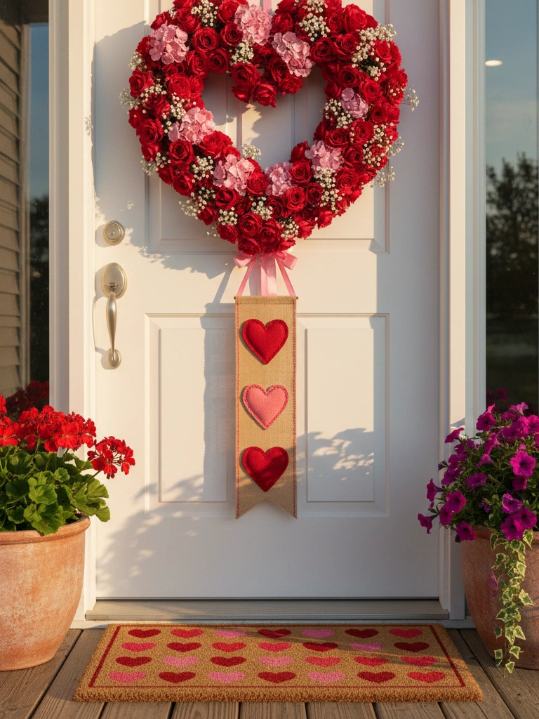 20. Valentine Door Mat and Wreath Combo