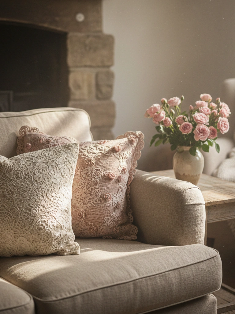 20. Vintage Lace Pillow Covers for the Sofa