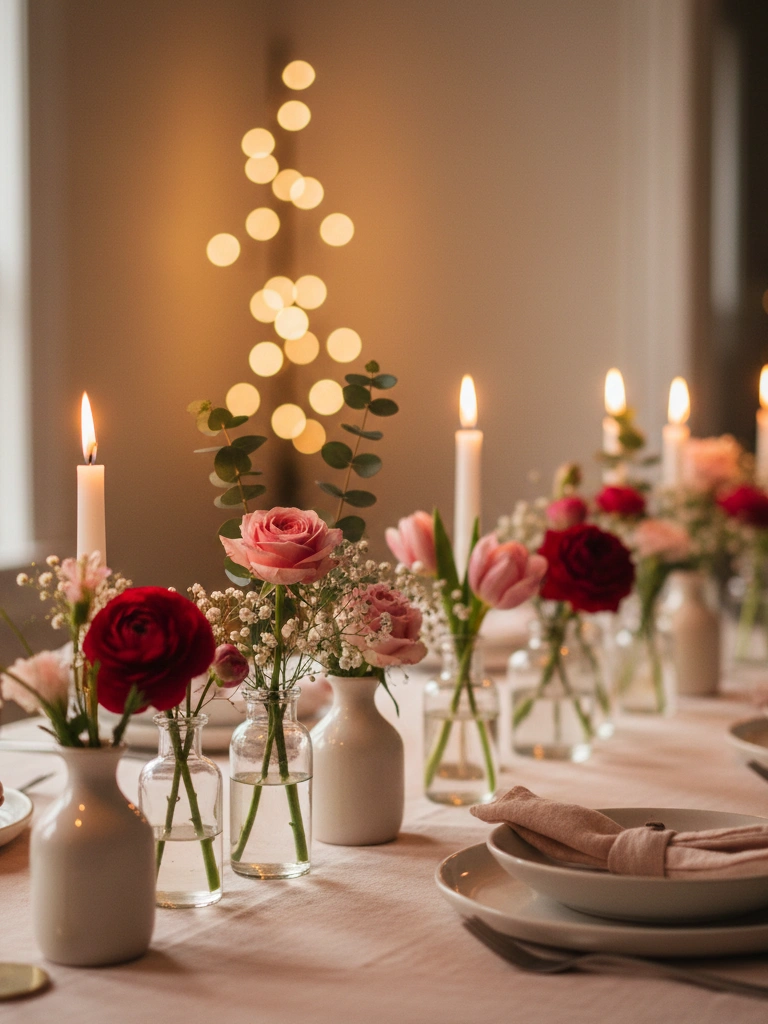 21. Bud Vases Everywhere A Valentines Day Centerpiece That Feels Effortless