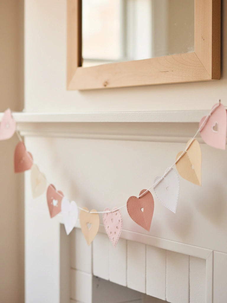 21. Paper Heart Garland in Neutral and Blush Tones