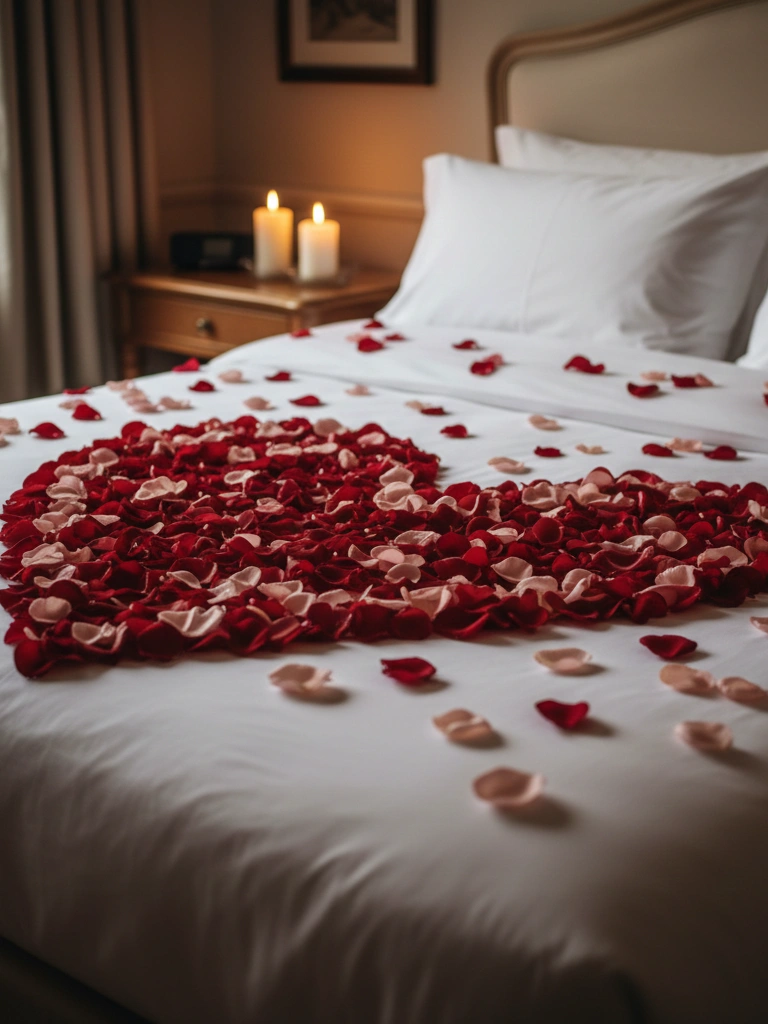 21. Rose Petal Bed Styling