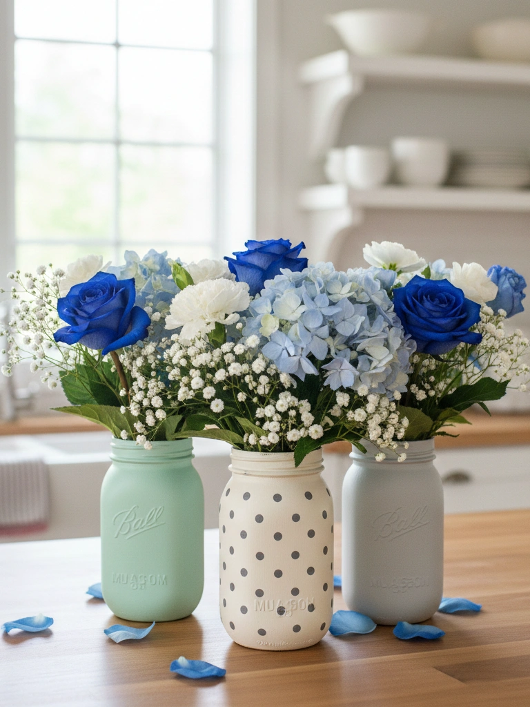 22. Painted Mason Jars as Valentine Vases