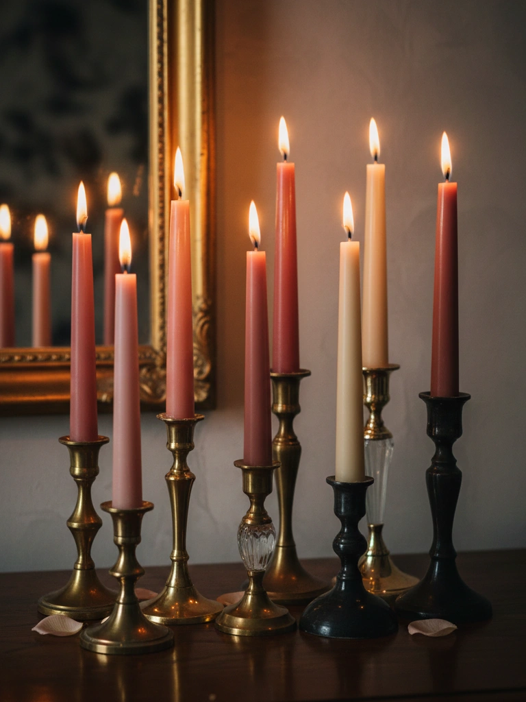 26 Beautiful Valentines Day House Decor Ideas You’ll Love 23 23. Taper candle moment mixed heights for instant romance