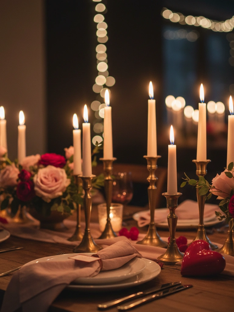 23. Valentines Day Taper Candles in Mixed Heights for Instant Ambience