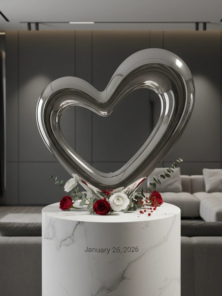 25. Designer Heart Sculpture Display
