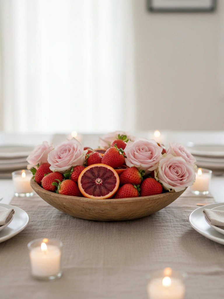 26. Fresh Valentines Day Centerpieces Using Fruit Flowers Together