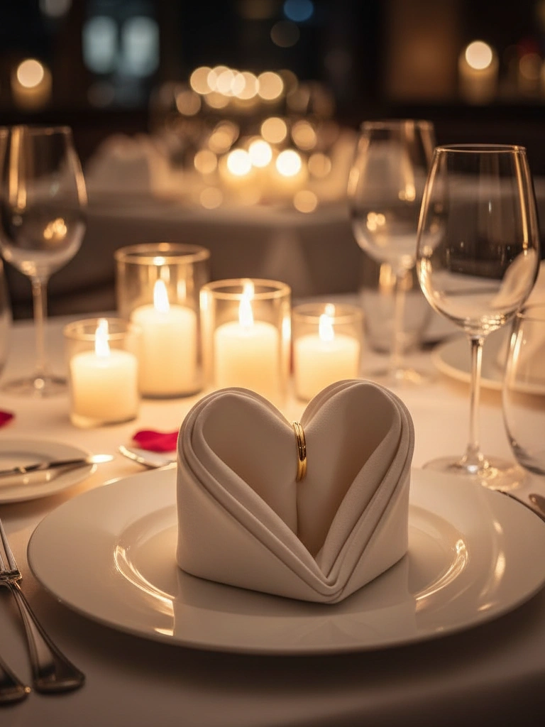 35 Valentine's Day Restaurant Decor Ideas for Romantic & Perfect Dinner Setting 26 26. Heart Shaped Napkin Folding Styles