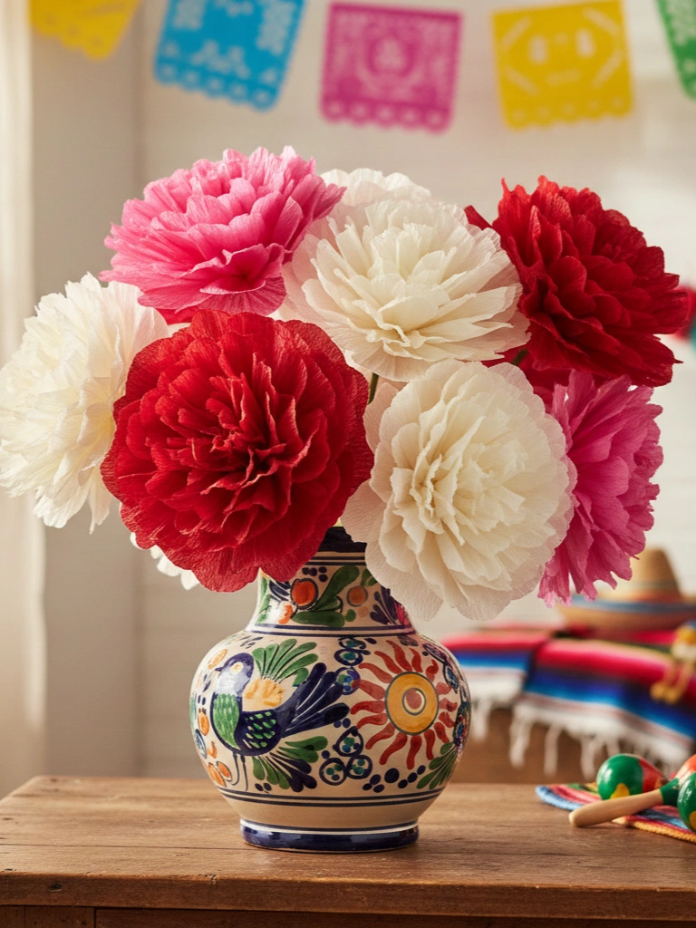 3. DIY Tissue Paper Flowers in Valentine Colors