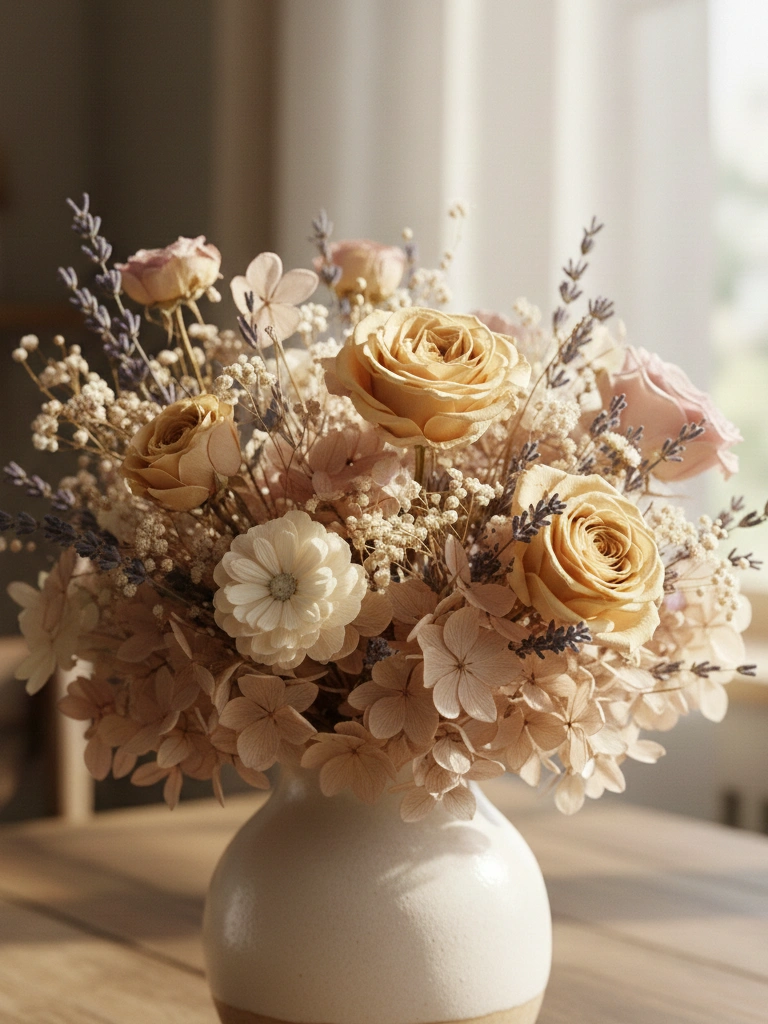 3. Pastel Dried Flower Bouquet Ideas