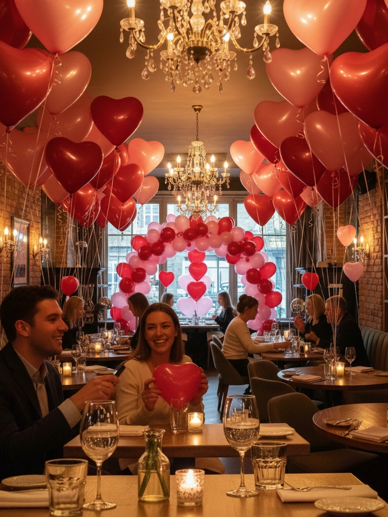 35 Valentine's Day Restaurant Decor Ideas for Romantic & Perfect Dinner Setting 34 34. Balloon Heart Hunt Game for Guests to Play