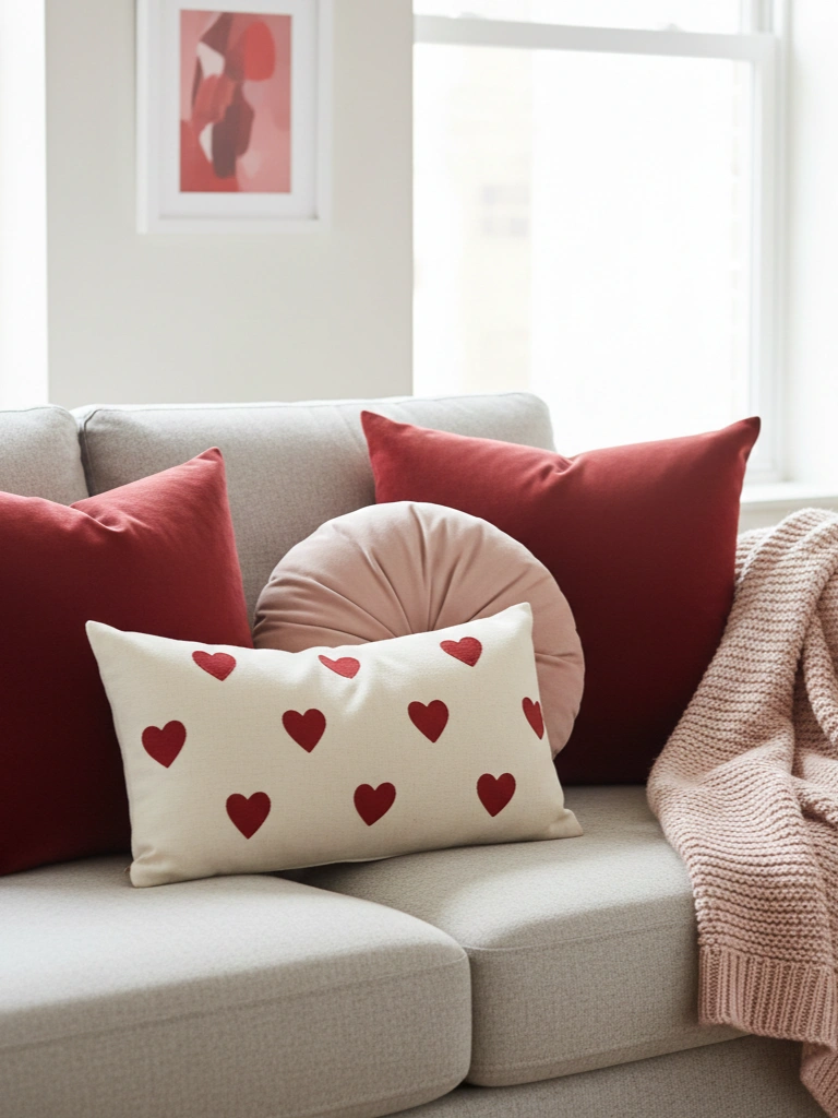 4. Cozy Throw Pillows and Blanket Setup