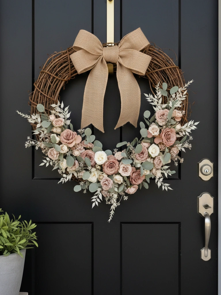 26 Beautiful Valentines Day House Decor Ideas You’ll Love 4 4. Front door a modern heart wreath grapevine muted florals