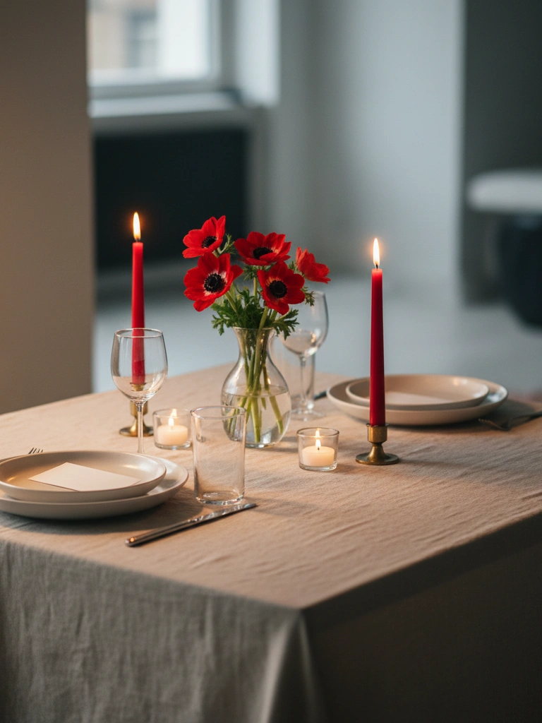 4. Minimalist Valentines Day Table Neutrals With One Bold Red Moment