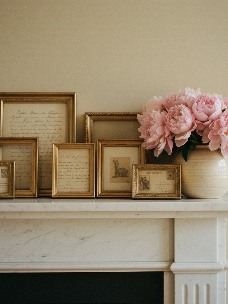 4. Vintage Love Letter Display with Antique Frames