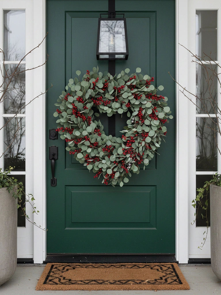 5. Eucalyptus and Red Berry Heart Wreath