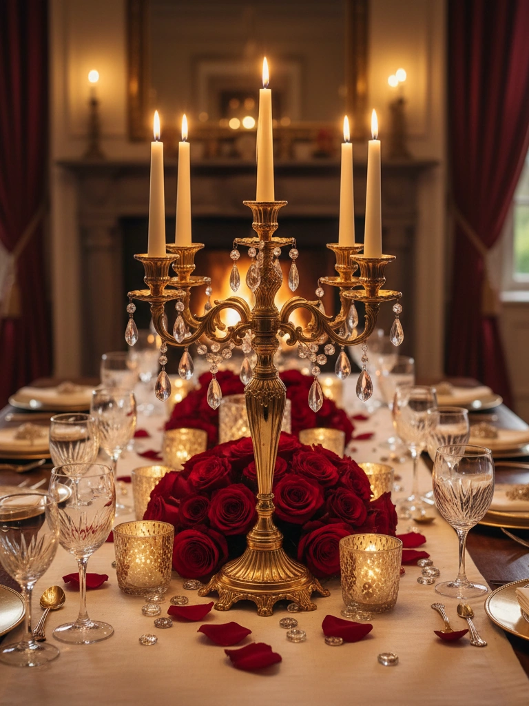 5. Gold Candelabra Centerpiece Display